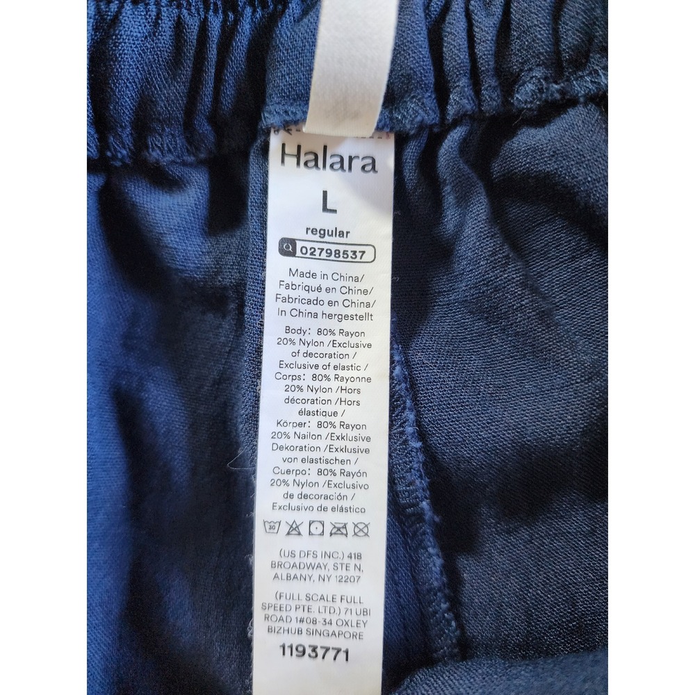 Halara Blue High Waisted Wide Leg Cuffed Pants Size L Regular Cropped Boho - Picture 3 of 6